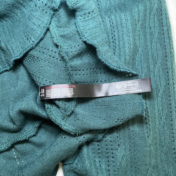 Urban Outfitters Out From Under Womens Lizzie Ruffle Sweater Teal Green L NWT - Picture 6 of 12